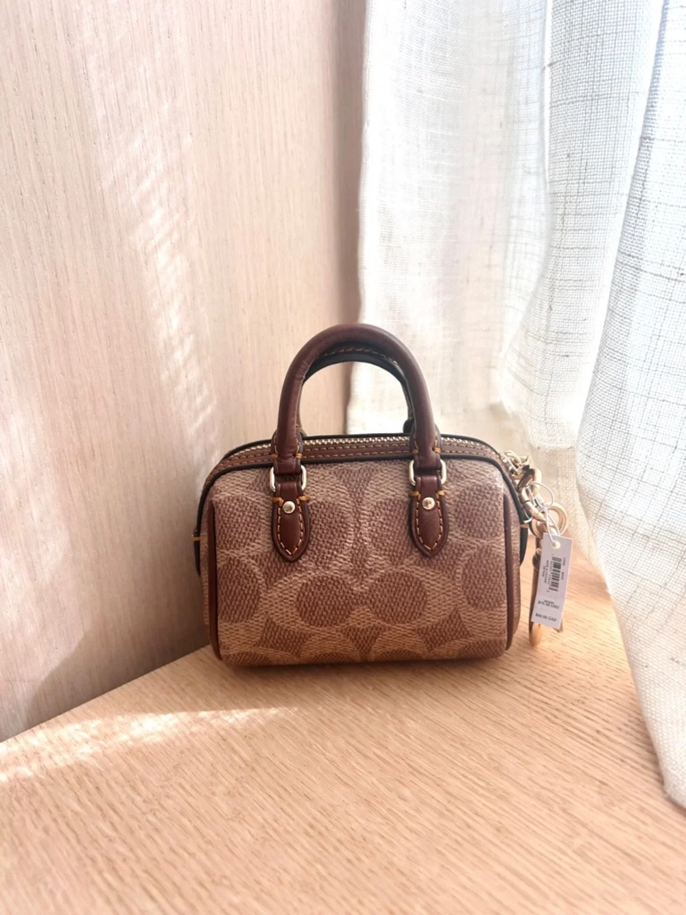 NWT🌞Coach Mini Rowan Bag Charm In Signature Canvas Key Chain Coin Purse CX068 - Picture 3 of 4